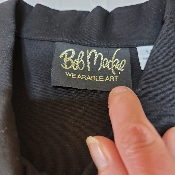 Bob Mackie Wearable Art Black Button-down Embroidered Shirt Size M - Picture 5 of 16